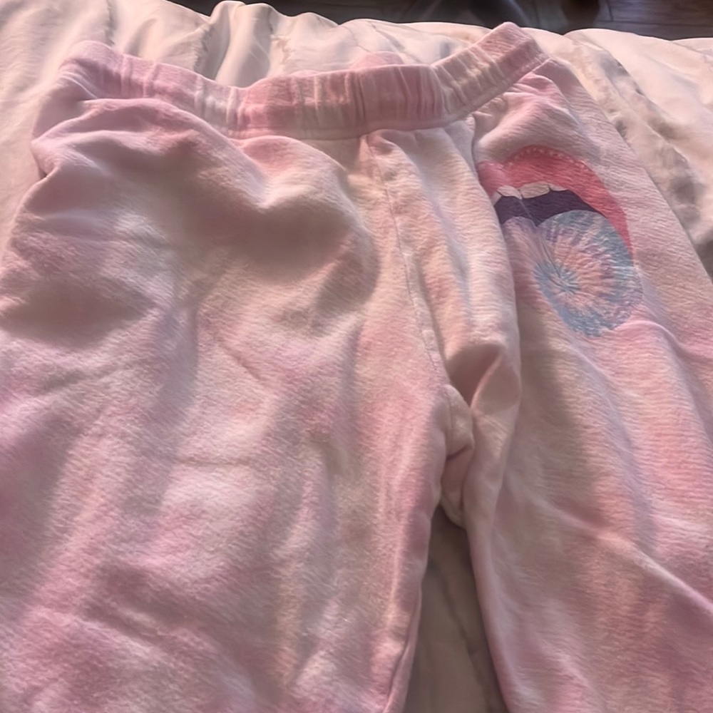 Lauren Moshi pink and white tie dye sweats. Size xs